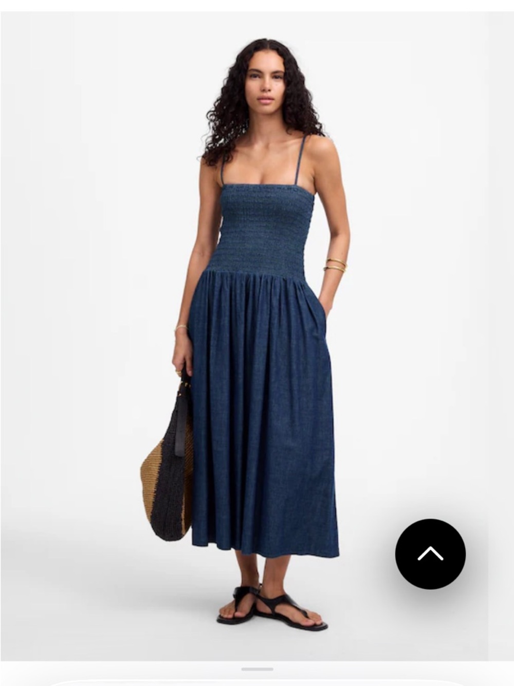 Madewell Dark Indigo Smocked Maxi Dress with Spaghetti Straps